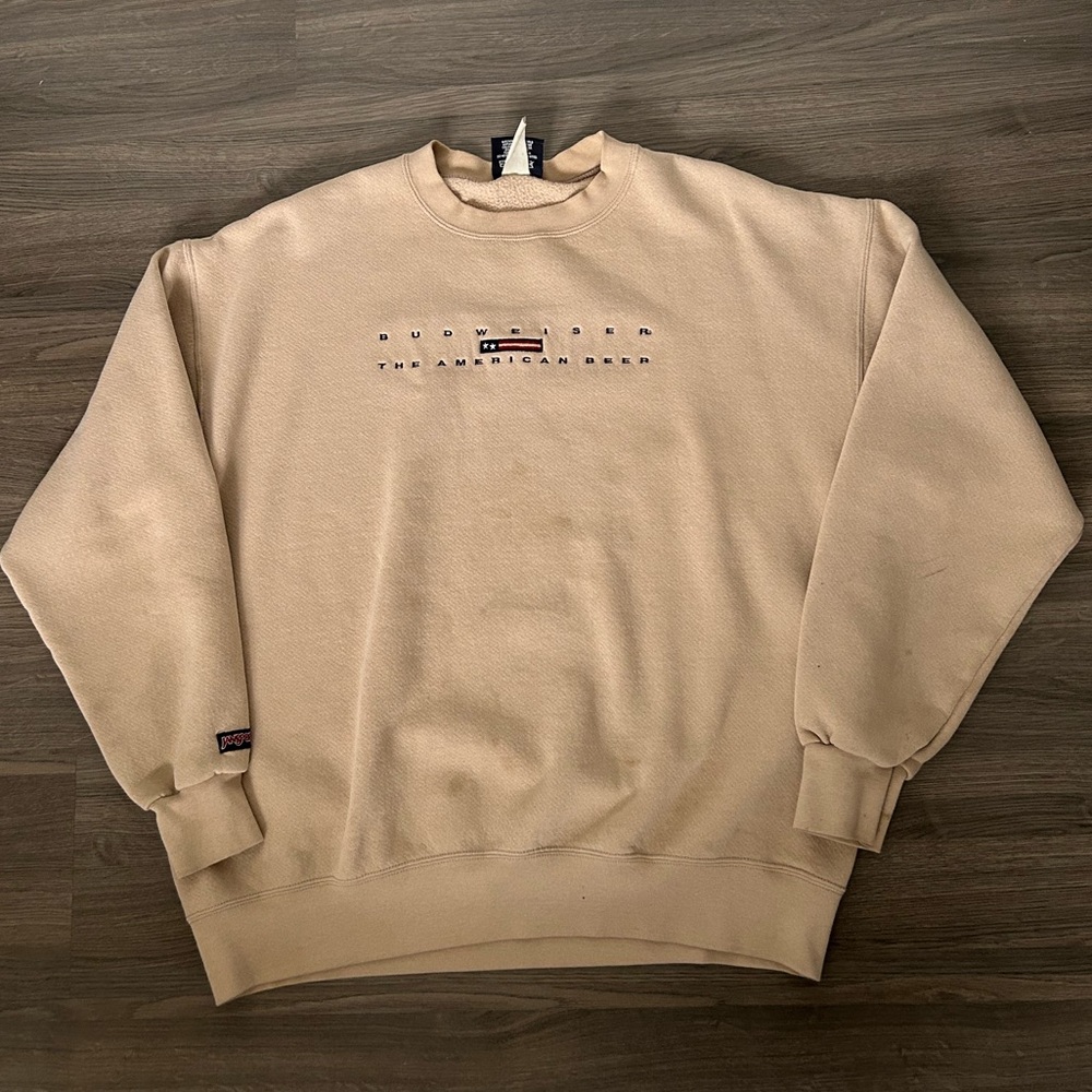 JanSport Budweiser Beer Graphic Embroidered Crewneck Sweatshirt